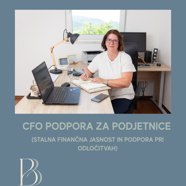 CFO podpora za podjetnice – stalna finančna jasnost in podpora pri odločanju